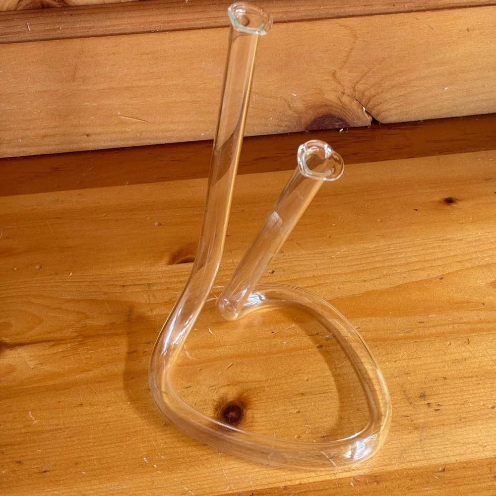 MCM Handblown Double Bud Clear Glass Vase